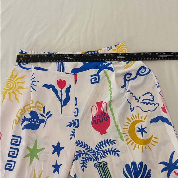 Peach Love Printed Palazzo Pants Wide Leg Elastic Waist - Size L - Picture 5 of 8